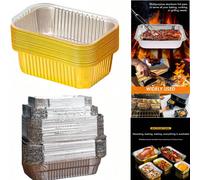 40 pezzi Contenitori rettangolari in alluminio spesso per forno e microonde con coperchi - Vaschette monouso in latta, adatte per alimenti surgelati, campeggio, picnic, asporto domestico e commerciale