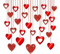 40 Pezzi Cuore a Spirale Pendenti Rosso Glitter Hanging Swirls, San Valentino Decorazioni Ghirlanda da Appendere del Soffitto per Romantico Festa di Matrimonio