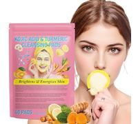 40 Pezzi Curcuma Kojic Acid Pads Detergenti Viso, Salviette Esfolianti Naturali, Uniforma il Tono, Idratante e Illuminante, Per Tutti i Tipi di Pelle