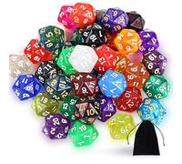40 Pezzi Dadi Poliedrici Colorati, D20 20 Facce Dadi Poliedrici da Gioco Set con Borse Velluto,Dungeons And Dragons Set di Dadi da Giochi di Ruolo per Giochi da Tavolo e Educazione DND RPG MTG