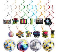 40 Pezzi Decorazioni per Festa Anni '80 - Colorati Turbinii Sospesi per Soffitto - Decorazioni a Tema Retrò