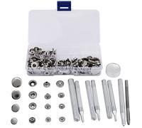 40 pezzi di fissaggio con bottone a pressione in ottone + set di strumenti di installazione 633 + 655 + 831 + 201 accessori per vestiti di dimensioni miste(Silver)