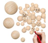 40 pezzi di perline di legno non finite, palline artigianali naturali, sfere di