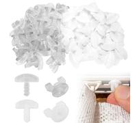 40 Pezzi Fermo per Tende Adatto per tenda con Binari, Ganci e Blocchi in Plastica Rigida, per Tutti i Binari(Bianco,Trasparente)