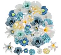 40 Pezzi Fiori Finti per Decorazioni Vari Colori Serie Blu Grigio