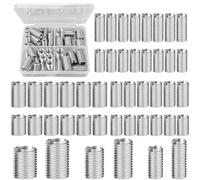 40 Pezzi Inserto Filettato, M4-M6 / M6-M8 / M8-M10 Kit di Riparazione Della Filettatura, Inserti per Dadi Esagonali in Acciaio al Carbonio Zincato, Bussole a Vite, per Mobili in Legno