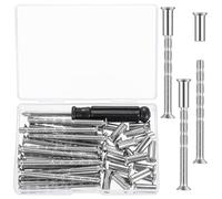 40 Pezzi M5 Kit di Viti per Maniglia della Porta con Manicotto(20 Viti + 20 Bulloni), Viti di Collegamento con Bullone Maschio a Femmina per Mobili Raccordo, con Mini Cacciavite