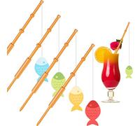 40 Pezzi Mini Asta Per Pesci Decorazioni Piccolo Plettri per Canna da Pesca da Pescatore Mini Plettri per Cupcake per Compleanno Festa Tropicale Decorazione Torta Antipasto