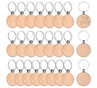 40 Pezzi Portachiavi in Legno, 4cm Dischi in Legno Rotondi da Decorare, Portachiavi in Bianco Fai da Te Personalizzato, per fai da te, decorazione regalo, pittura, regali, Pirografia Incisione
