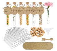40 Pezzi Provette Trasparenti, Provette Portaconfetti, Provette Plastica con Tappi di Sughero, 40 Ciondolo in Carta Kraft, Corda di Canapa e Imbuto, per Matrimonio, Caramella, DIY, Spezie, 15 x 100mm