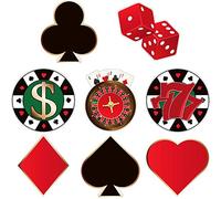 40 Pezzi Ritagli di Festa del Casinò Versatili Las Vegas Casinò a Tema Poker Ritagli di Decorazione di Festa di Compleanno con Punti di Colla per Bacheca Festa del Casinò, 5,9 x 5,9 Pollici