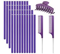 40 Pezzi Rulli Per Capelli In Schiuma Di Torsione(24x1,2 cm) Bigodini Flessibili Capelli Di Aste Flessibili Per Arricciare + 2 Pezzi Pettine + 1 Pezzi Artiglio dei Capelli viola