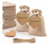 40 pezzi - Sacchetti regalo in lino con cordoncino, sacchetti a forma di cuore con cordoncino, perfetti per San Valentino, matrimoni, compleanni, feste, regali di San Valentino 20 pezzi,40pz (20 buste