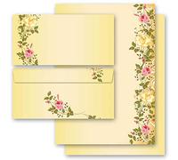 40 pezzi Set completo Fiori & Petali, ROSE VITICCIO 20 fogli di carta da lettera e 20 buste DIN LANG (senza finestra) | Paper-Media