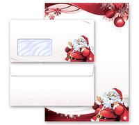 40 pezzi Set completo Natale, LETTERA A BABBO NATALE Natale 20 fogli di carta da lettera e 20 buste DIN LANG (con finestra) | Paper-Media