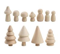 40 pezzi/set di alberi di Natale in legno alberi di legno non finiti persone e funghi dipintibili artigianato di Natale per le decorazioni per la casa da tavolo di