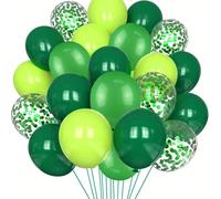 40 pezzi Set di palloncini vintage verde scuro, palloncini verdi con coriandoli, tema giungla e animali, decorazioni per feste di compleanno, festa di nascità, matrimoni, lauree e aule 10 pezzi,40 pez