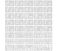 40 Pezzi Stencil per Lettere 128 Disegni, Stencil per Alfabeto con Numeri Artistici in Plastica Riutilizzabili, Stencil per Pittura Legno Calligrafici Lettere Numeri e Segni
