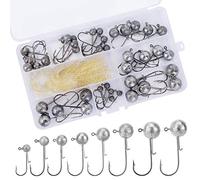 40 pezzi Teste Piombate Gancio Ami da Pesca per Esche Morbide 2g 3.5g 5g 7g 10g 14g 17g 20g, Ami Piombati per Pesca alla Trota Pesce persico luccio, Ami da Pesca con 10pezzi Morbide Esche per Vermi