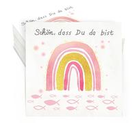 40 pezzi tovaglioli battesimo pesce arcobaleno, rosa tovaglioli pesce con tovaglioli comunione ragazza 3-ply per la prima comunione conferma decorazione battesimo tavolo decorazi baby shower, 33x33cm