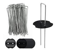 40 Picchetti Telo Pacciamatura da 15cm e set 40 Rondelle per Fissaggio, Forma U Impieghi Gravosi Paletti Giardino in Acciaio Zincato per orto,Telo Pacciamatura Drenante,Telo per Erbacce