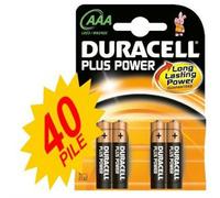 40 PILE MINISTILO DURACELL PLUS POWER LR03 AAA KIT 10 BLISTER DA 4PZ