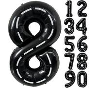 40 pollici Nero Numero 8 Palloncino e Striscia Bianca Palloncino Compleanno Palloncino in Mylar Palloncino Macchina da Corsa Palloncini Auto Festa Decorazione Decorazione Compleanno Anniversario