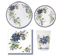 40 pz coordinato NATALE BRIGHT CHRISTMAS piatti bicchieri tovaglioli addobbo tav