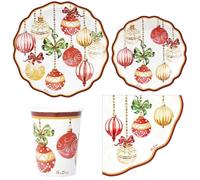 40 pz coordinato NATALE CHRISTMAS DECO' piatti bicchieri tovaglioli addobbo tavo