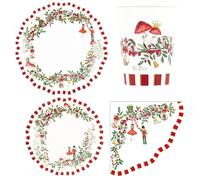 40 pz coordinato NATALE CHRISTMAS VINTAGE piatti bicchieri tovaglioli addobbo ta