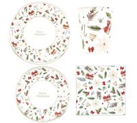 40 pz coordinato NATALE LITTLE CHRISTMAS DECO' piatti bicchieri tovaglioli addob