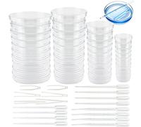 40 Pz Plastica Petri Piatti Set Con Coperchi Trasparente Sterilizzato Petri Piatti 35mm 60mm 70mm 90mm, Con 12 Pz Plastica Transfer Pipette e 6 Pz Pinzette, per Laboratorio