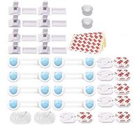 40 Pz Set di Sicurezza per Bambini| 8 Serrature Magnetiche per Cassetti Armadietti & 2 Chiavi, 10 Paraspigoli Protezioni Angolari, 8 Chiusure Cinghia & 12 Copriprese| Facile Installare con Adesivi 3M