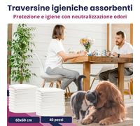 40 pz Tappetini Assorbenti per Cani 60x60 cm Traversine Igieniche
