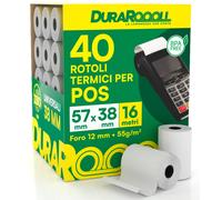 40 Rotoli Carta per POS 57x38 Rotolini Termici DuraRoooll Rulli Carta Termica