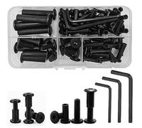 40 Sets(80 Pezzi) Viti per Mobili Filettatura M4/M6 Viti di Collegamento con Manicotto Acciaio per il Collegamento di Mobili Connettori per Armadi Viti di Giunzione(Nero)