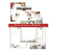 40 Sheets of Merry Christmas Letterhead: Personalised Invitations & Announcements, Festival Floral Unique Notes, Seasonal Holiday Letter Paper: Running Daily Supplies, 8 Designs, 8.5 x 11 Inch