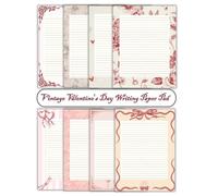 40 Sheets of Vintage Valentine’s Day Lined Writing Paper Pad: Personalised Decorative Invitations, Floral Letter size Lined Note Pad: 8.5 x 11 Inch ... Retro Designs for Adult Love Letters & Notes