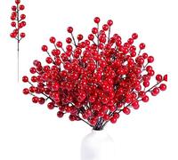 40 steli di bacche rosse artificiali di Natale da 22,9 cm, per decorazioni natalizie e artigianato invernale fai da te, steli di bacche artificiali, per ghirlande, ghirlande e decorazioni per alberi