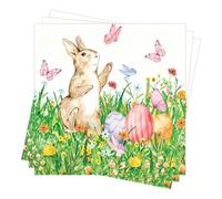 40 tovaglioli con simpatici coniglietti pasquali e uova di Pasqua come decorazione da tavolo. Un tovagliolo a fantasia. Adatto anche per tagli di carta da 16,5 x 16,5 x 1,5 cm, tovaglioli di Pasqua