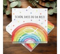 40 tovaglioli da tavolo, per battesimo, comunione, cresima, prima comunione, ragazza, arcobaleno, pesce, decorazione per battesimo, comunione, regalo per ragazze, regalo per gli ospiti, bello che sei