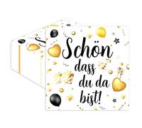 40 tovaglioli per compleanno, tovaglioli con scritta "Schön, dass du da bist!", decorazione per la comunione, per il battesimo e la decorazione, per la comunione, il compleanno, la festa, accessorio