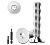 40 viti a testa svasata in acciaio inox M6 x 25 mm, viti in acciaio inox M6, a testa svasata con 2 viti a testa esagonale DIN 7991/ISO 10642 (argento)