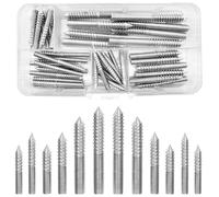 40 viti per appendere M4 M5 M6, viti a doppio lato, in acciaio inox, doppia vite autoadesiva per collegamento in legno (30/40/50/60 mm)