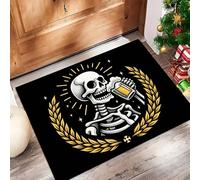 40 x 60 cm Tappeto - Alzate Un Bicchiere Al Teschio Alla Stella Zerbino Morbido Per Ingresso E Interno, TPR Fondo Antiscivolo, Facile Da Pulire - Stile Retrò Americano Tappeto Nero