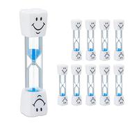 40 x clessidra lavarsi i denti per bambini, timer per intonaco dentato, 3 minuti, orologio a breve termine, silenzioso, vetro/sabbia, colore: bianco/blu