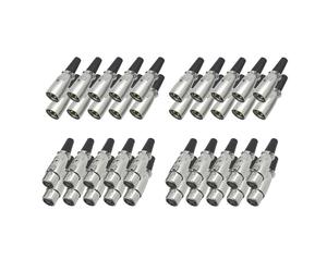 40 x connettore XLR giunto 20 maschio 20 femmina cavo microfono 3 poli 40 set