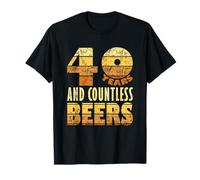 40 Years And Countless Beers Funny 40th Birthdays Beer Lover Maglietta
