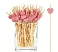 400/200/100/50/10 pezzi Spiedini di bambù a forma di cuore, adatti per buffet, torte, frutta, dessert per feste, insalate, cocktail, adatti per San Valentino, matrimonio 50 pezzi rossi,100 pezzi rossi