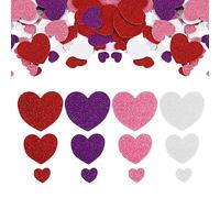 400 Adesivi in Schiuma di Cuore, 4 Glitter Colorati, Autoadesivi per Bambini - per Biglietti di Auguri, Pareti, Regali di Natale